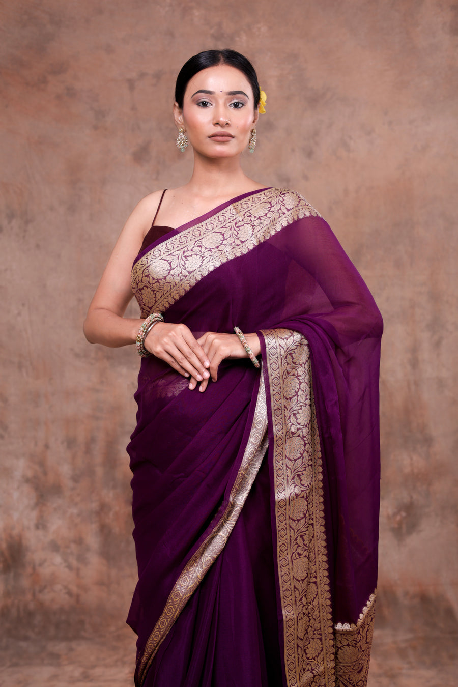 Regal Wine Purple Banarasi Saree