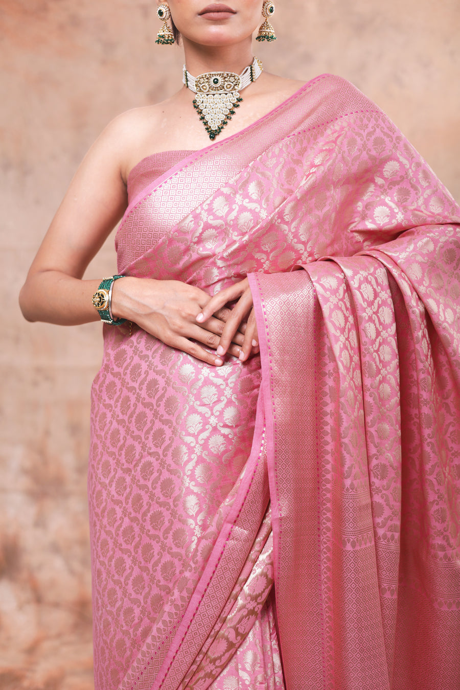Blush Pink Heritage Woven Saree
