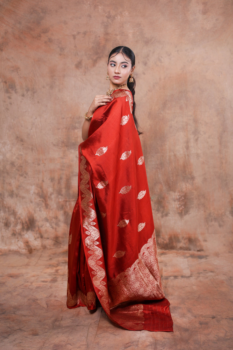 Royal Crimson Zari Woven Saree
