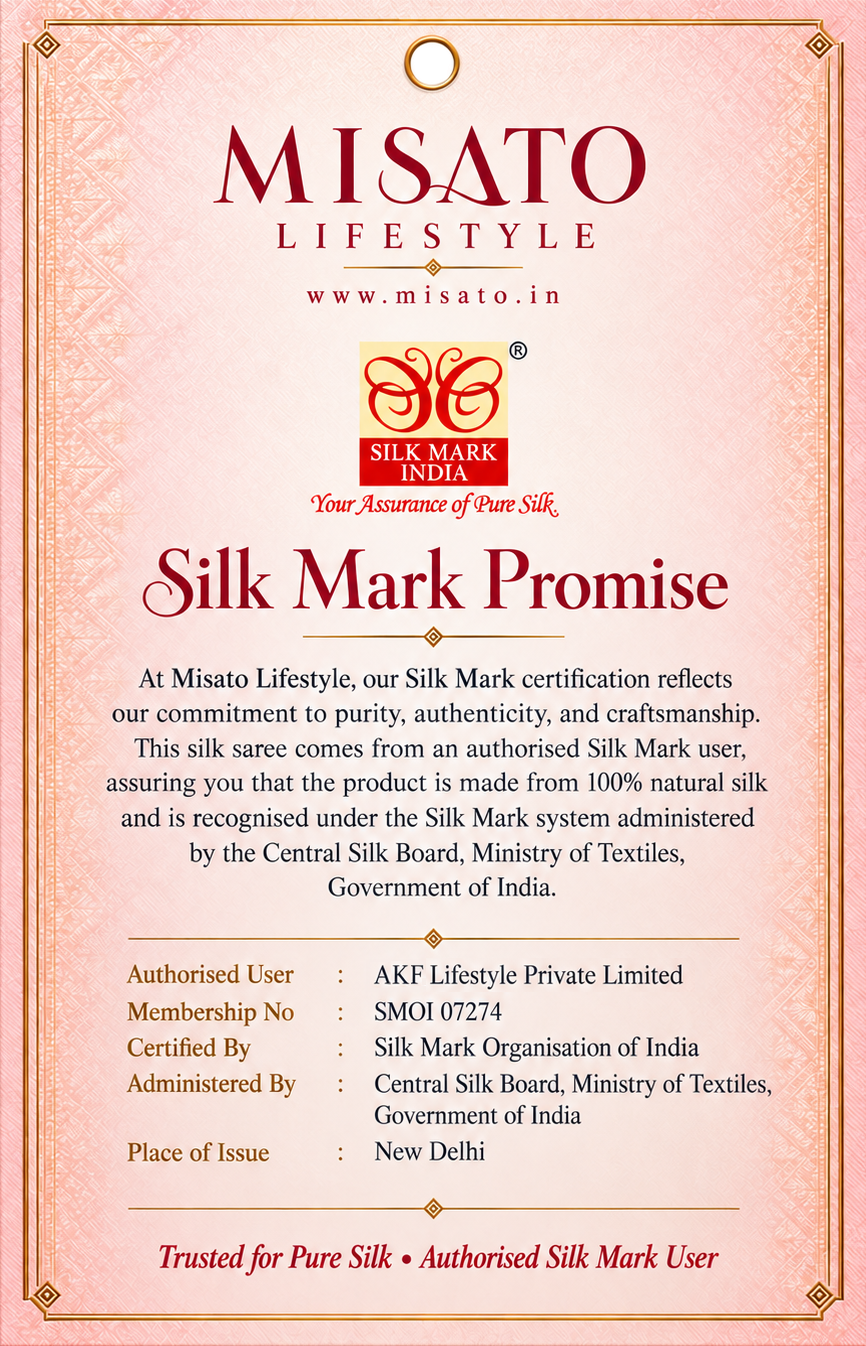 Silk Mark certified pure silk saree – Misato Lifestyle, authorised Silk Mark user SMOI 07274