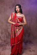 Royal Red Floral Border Saree