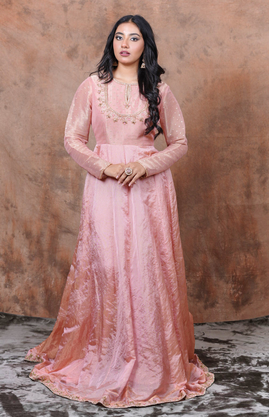 Blush Pink Embroidered Anarkali Gown