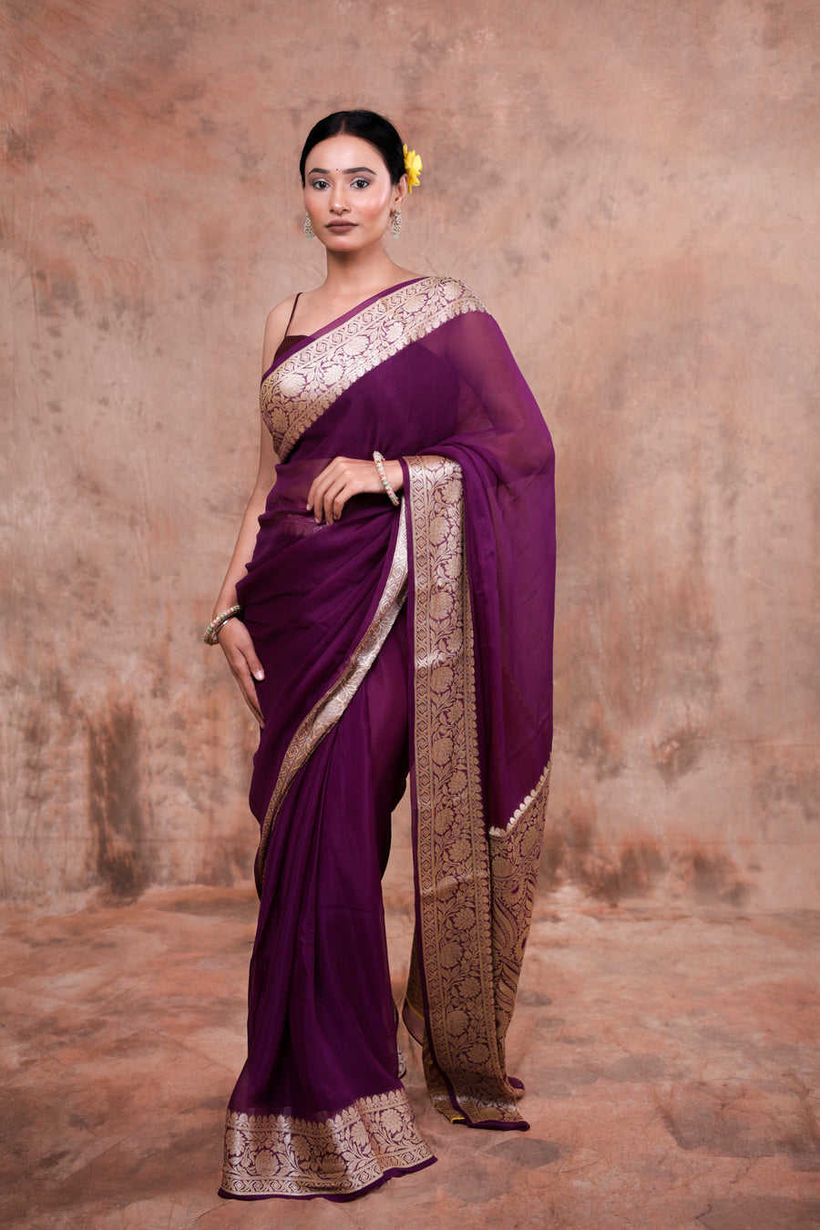 Regal Wine Purple Banarasi Saree