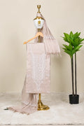 Blush Pink Chikankari Embroidered Unstitched Kurta with Dupatta – Indian ethnic wear for women front view