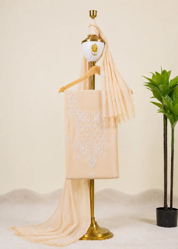 Blush Beige Chikankari Unstitched Kurta & Dupatta