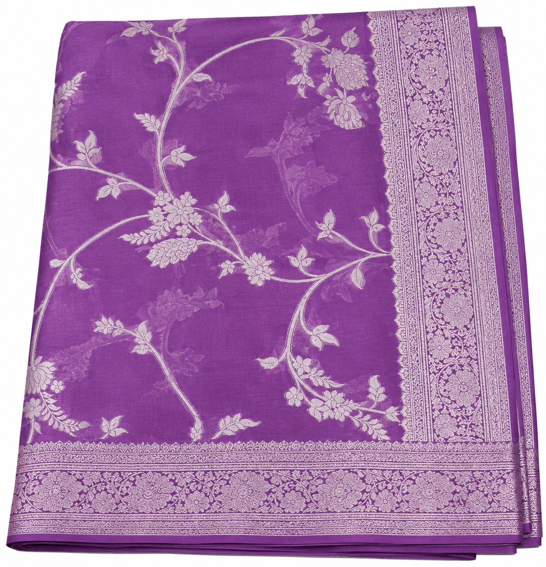 Purple Floral Zari Brocade Saree