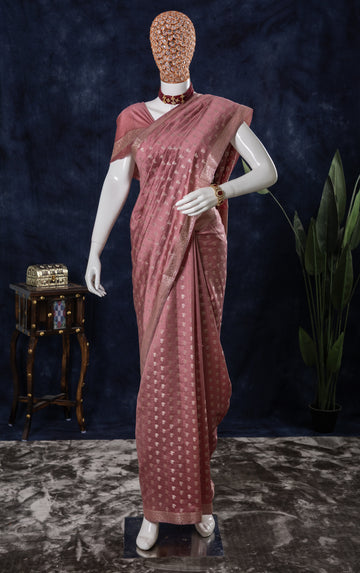 Rose Blush Banarasi Silk Saree