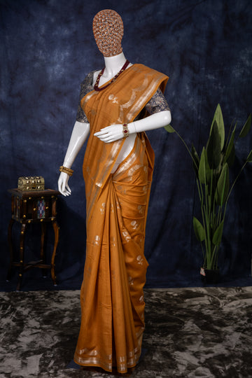 Golden Amber Banarasi Silk Saree