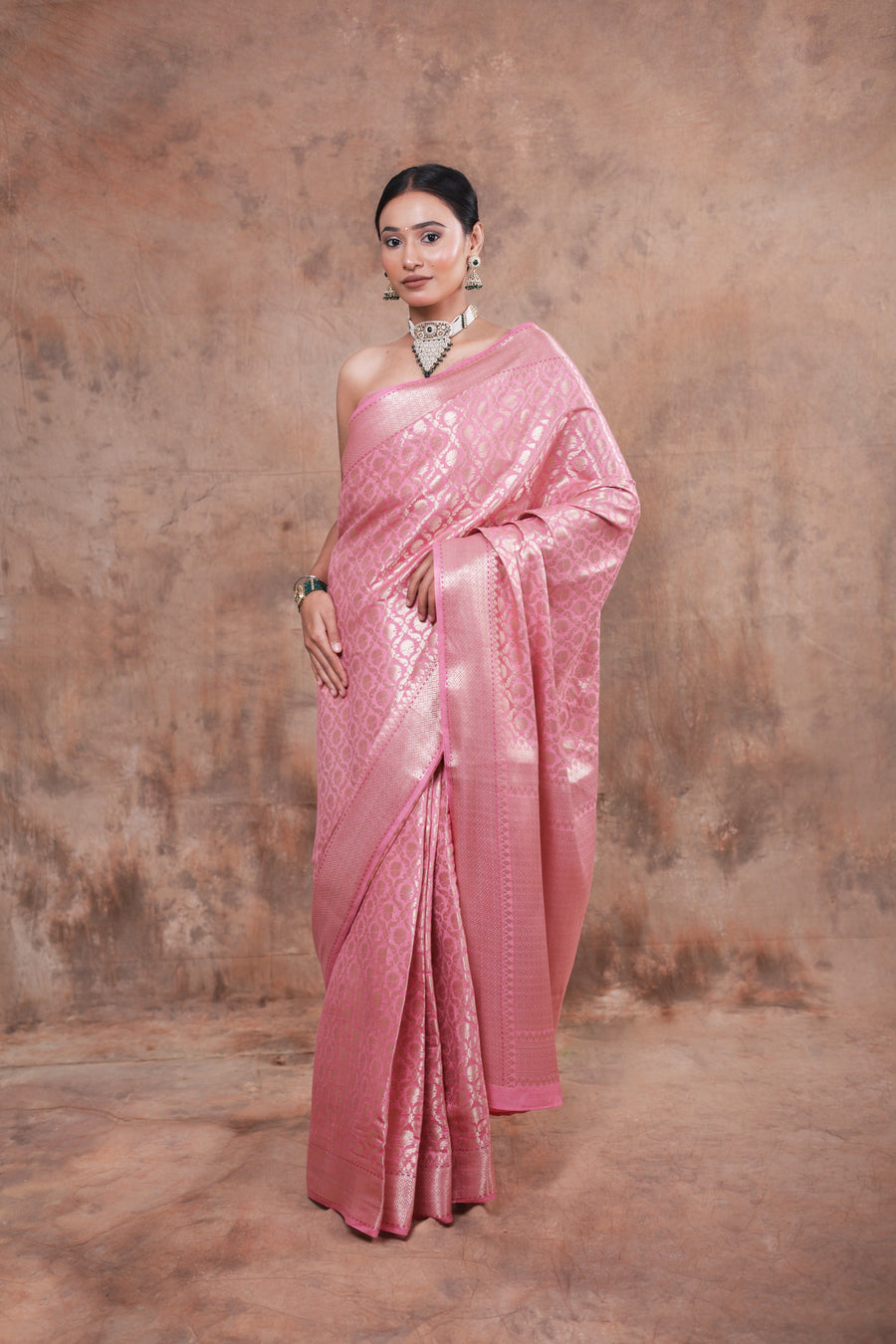 Blush Pink Heritage Woven Saree